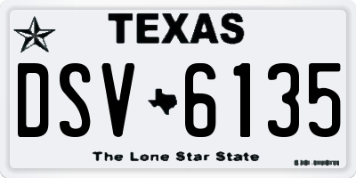TX license plate DSV6135