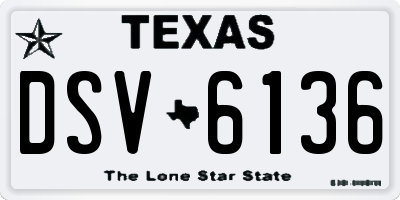 TX license plate DSV6136