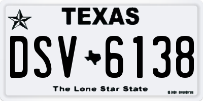 TX license plate DSV6138