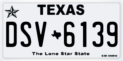 TX license plate DSV6139