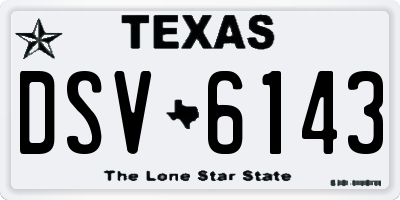 TX license plate DSV6143