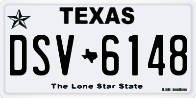 TX license plate DSV6148