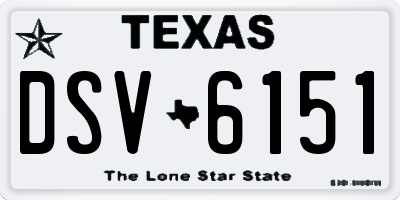 TX license plate DSV6151
