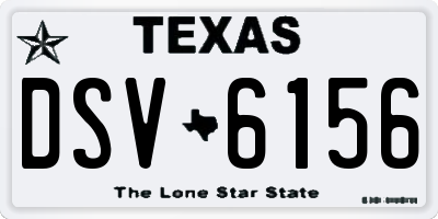 TX license plate DSV6156