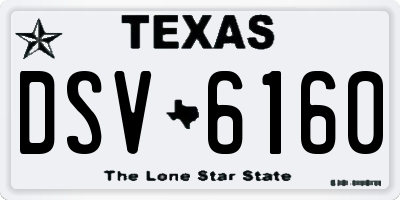 TX license plate DSV6160
