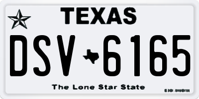 TX license plate DSV6165