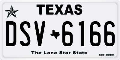 TX license plate DSV6166