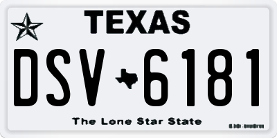 TX license plate DSV6181