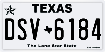 TX license plate DSV6184