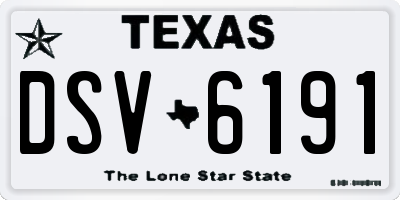 TX license plate DSV6191