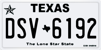 TX license plate DSV6192