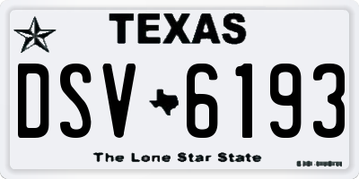 TX license plate DSV6193