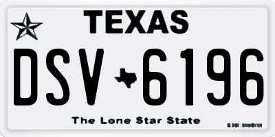 TX license plate DSV6196