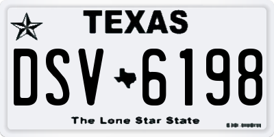 TX license plate DSV6198