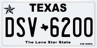 TX license plate DSV6200