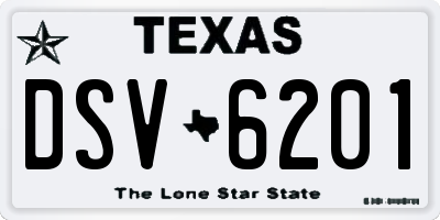 TX license plate DSV6201