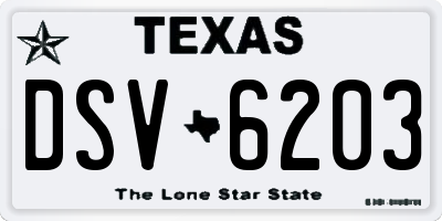 TX license plate DSV6203