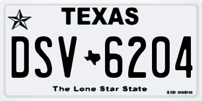 TX license plate DSV6204