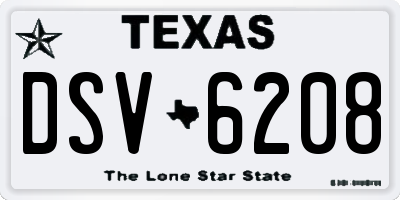 TX license plate DSV6208