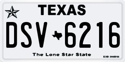 TX license plate DSV6216