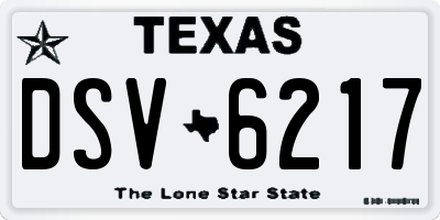 TX license plate DSV6217
