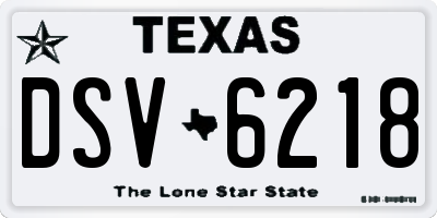TX license plate DSV6218