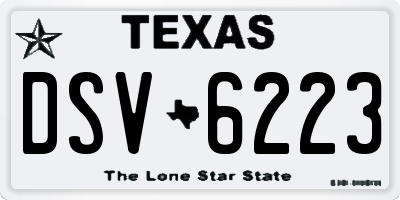 TX license plate DSV6223