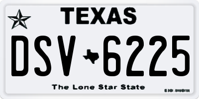 TX license plate DSV6225