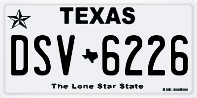 TX license plate DSV6226