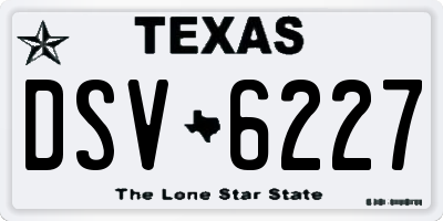 TX license plate DSV6227