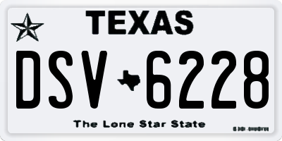 TX license plate DSV6228