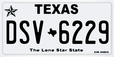 TX license plate DSV6229