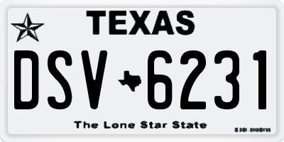 TX license plate DSV6231