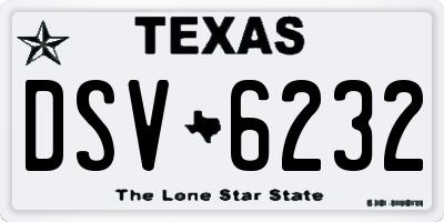 TX license plate DSV6232