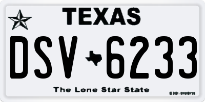 TX license plate DSV6233
