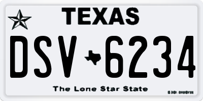 TX license plate DSV6234