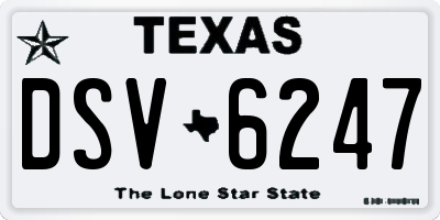 TX license plate DSV6247