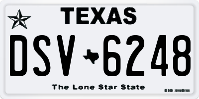 TX license plate DSV6248