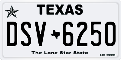 TX license plate DSV6250