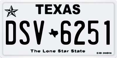 TX license plate DSV6251