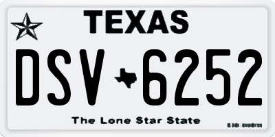 TX license plate DSV6252