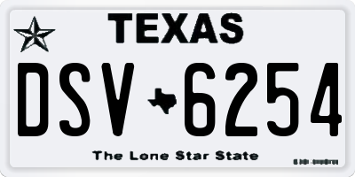 TX license plate DSV6254