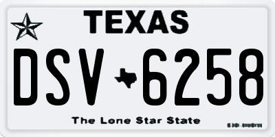 TX license plate DSV6258