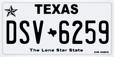 TX license plate DSV6259