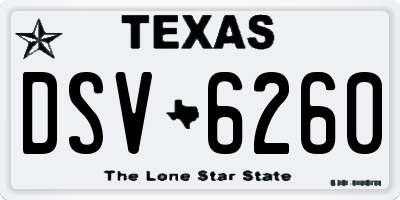 TX license plate DSV6260