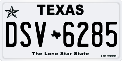 TX license plate DSV6285