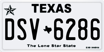 TX license plate DSV6286