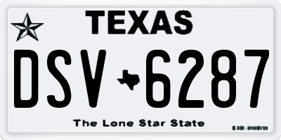 TX license plate DSV6287