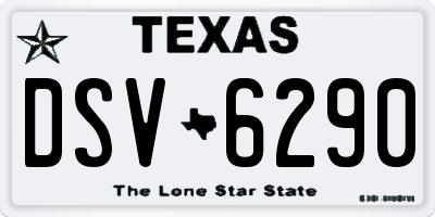 TX license plate DSV6290