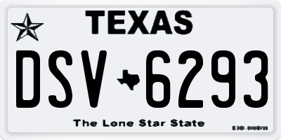 TX license plate DSV6293